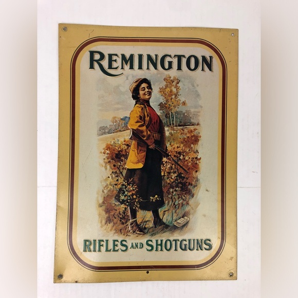 Remington Rifles and Shotguns Collectible Tin Metal Sign Advertising Outdoors - Picture 1 of 9